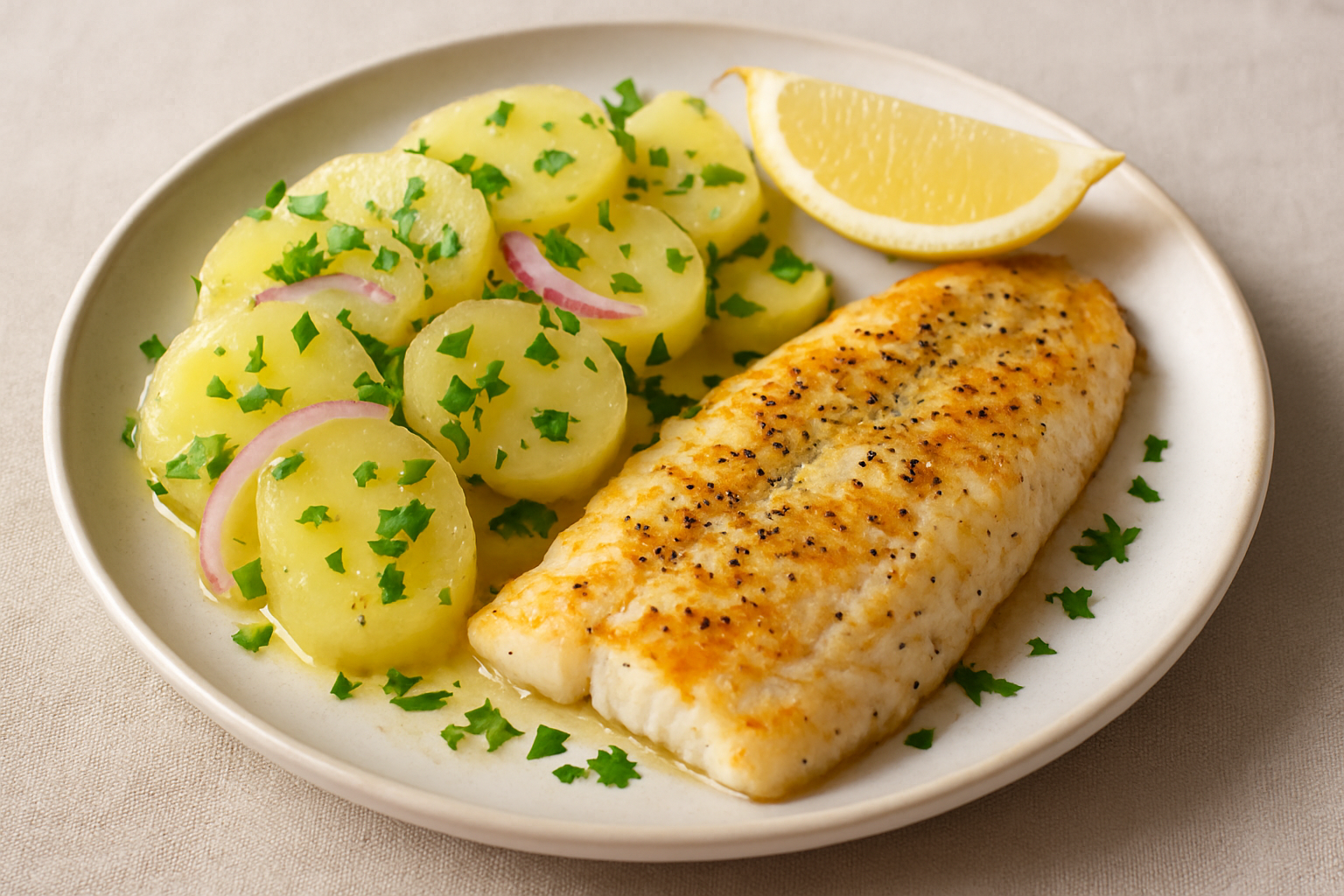 🐟🥔 Pečena riba sa krompir salatom – lagan, a pun obrok