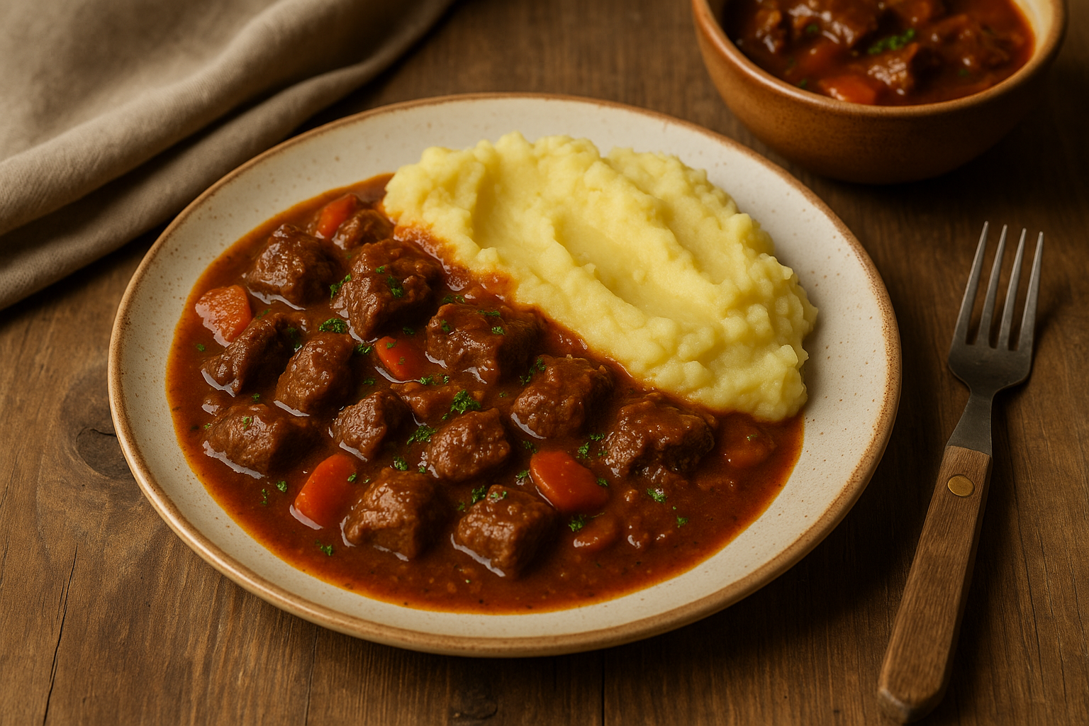 Goveđi gulaš sa pire krompirom – miris detinjstva u svakom zalogaju 🥔🥩