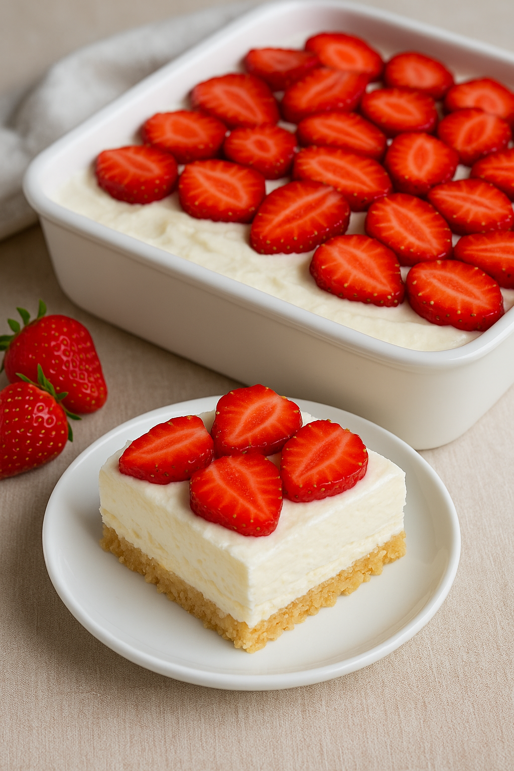 🍓 Kremasti kolač sa keksom i jagodama – bez pečenja, bez muke