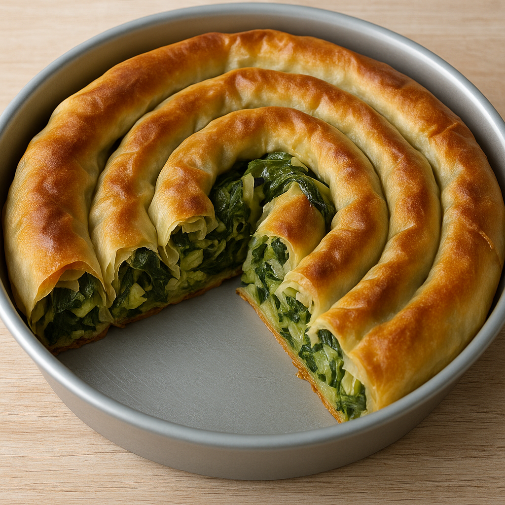 🥬 Pita sa blitvom i prazilukom – zapečena mirisna korica, unutra meka i sočna