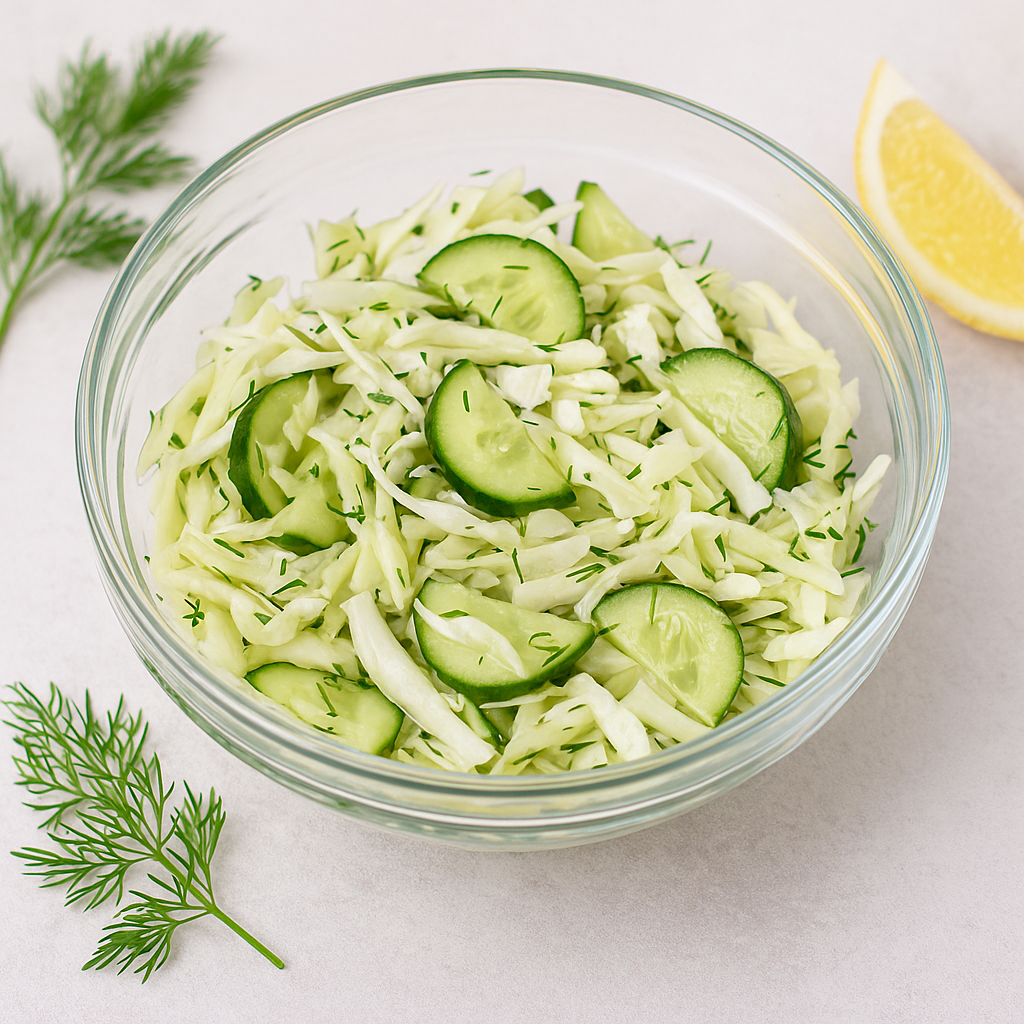 🥬 Hrskava salata sa belim kupusom, krastavcem i koprom – osvežava kao limunada