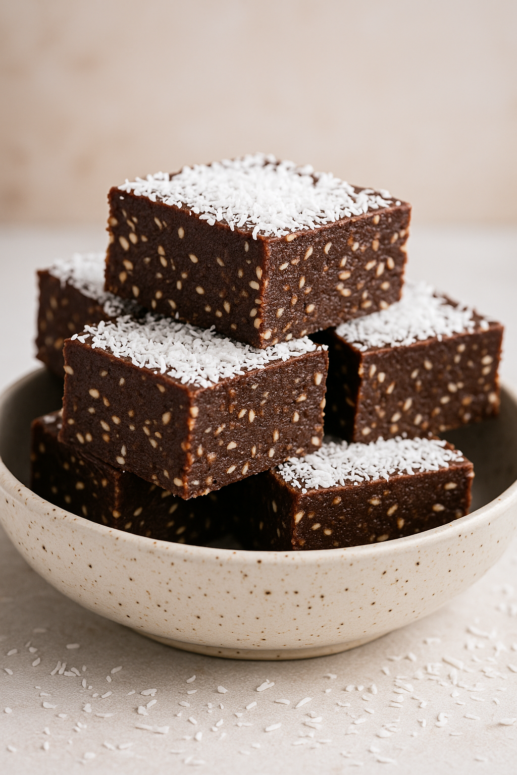 🍫 Čoko kocke sa susamom i kokosom – bez brašna, bez šećera, bez pečenja