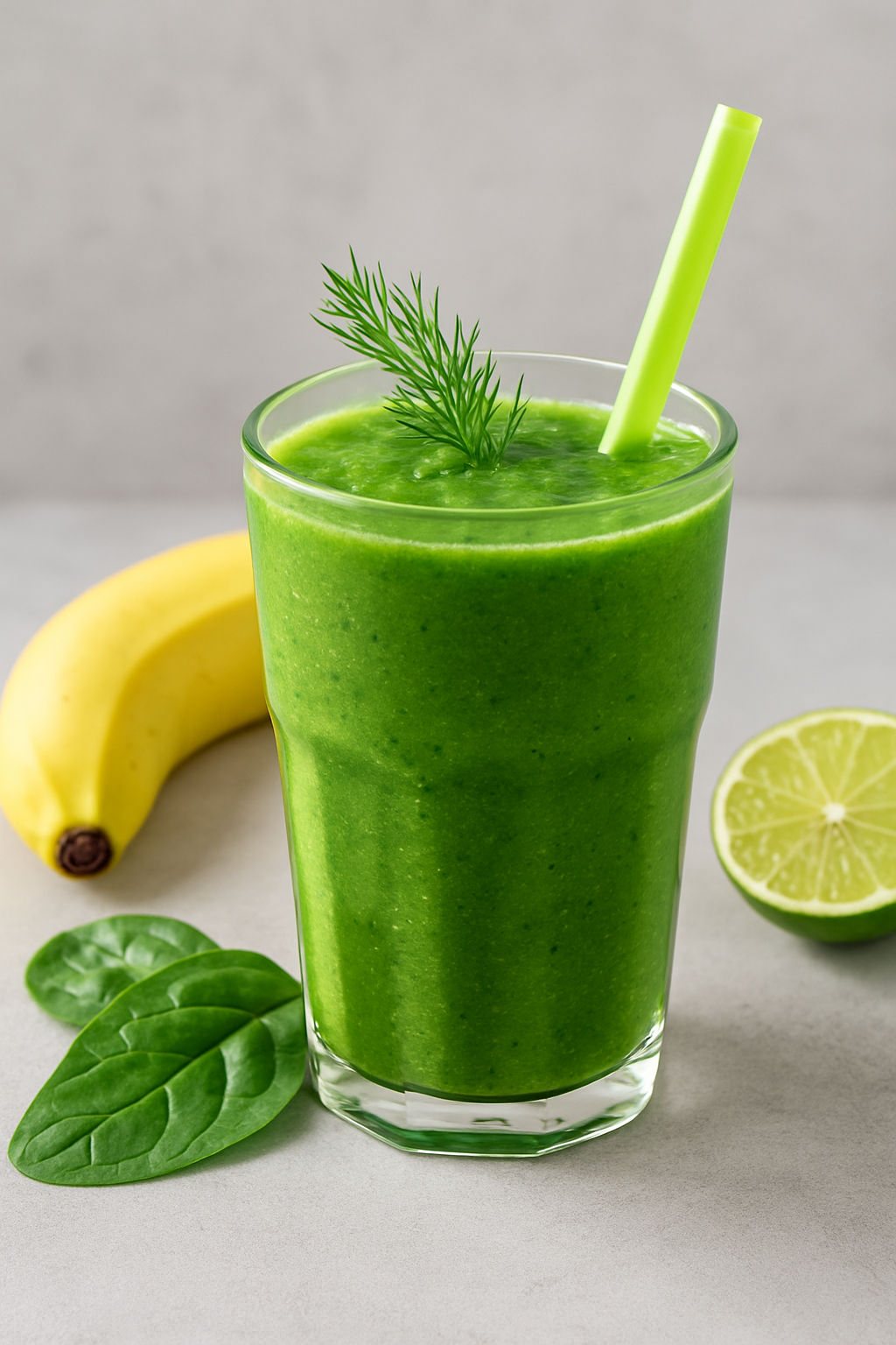 🥬 Zeleni smuti sa spanaćem, bananom i limetom – čisti, hladi, podiže energiju