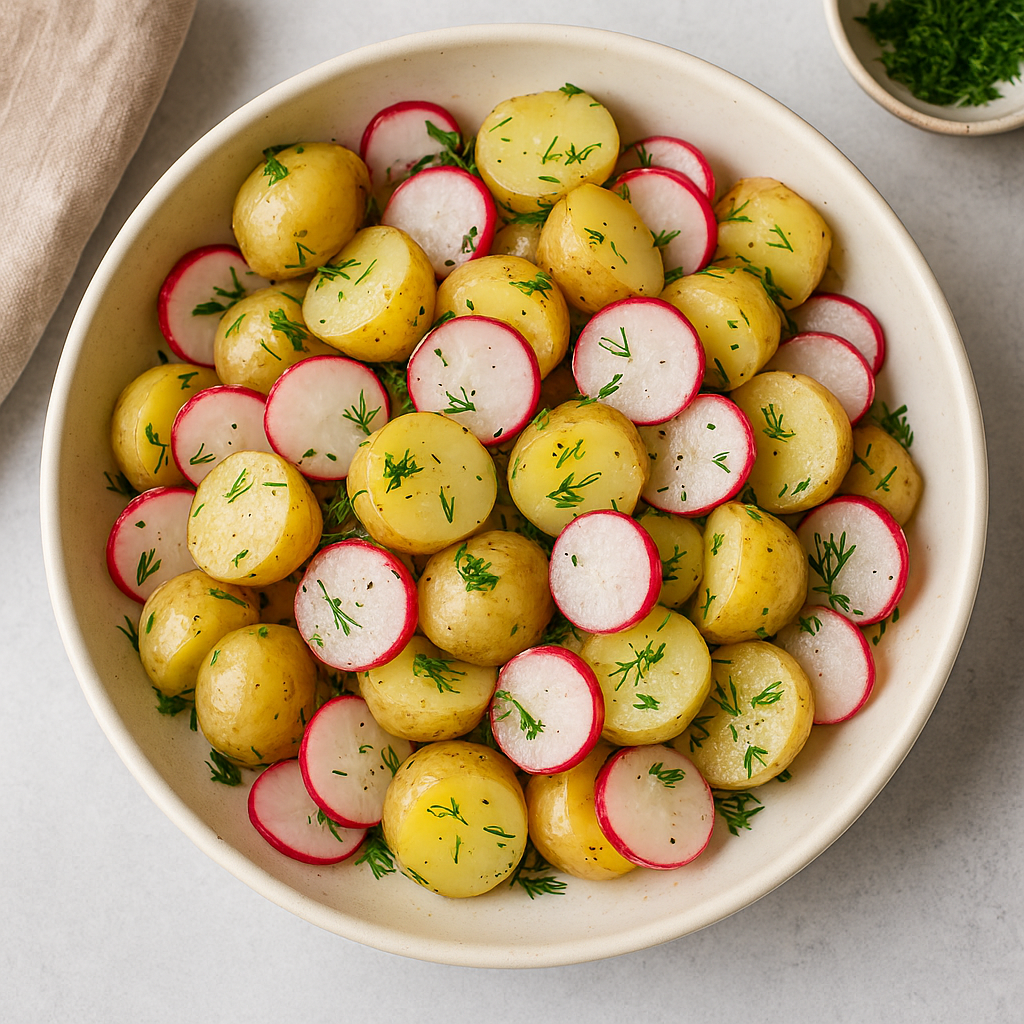 🥔 Letnja salata sa mladim krompirom, rotkvicama i mirođijom – osvežava i zasiti