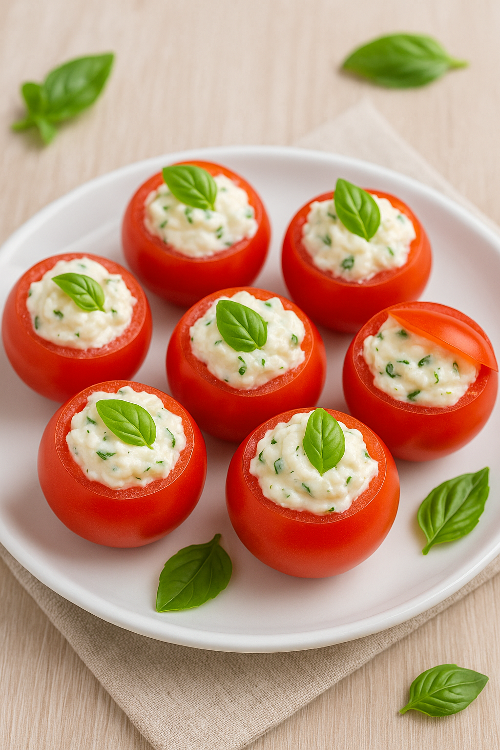 🍅 Hladne paradajz korpice sa krem sirom i bosiljkom