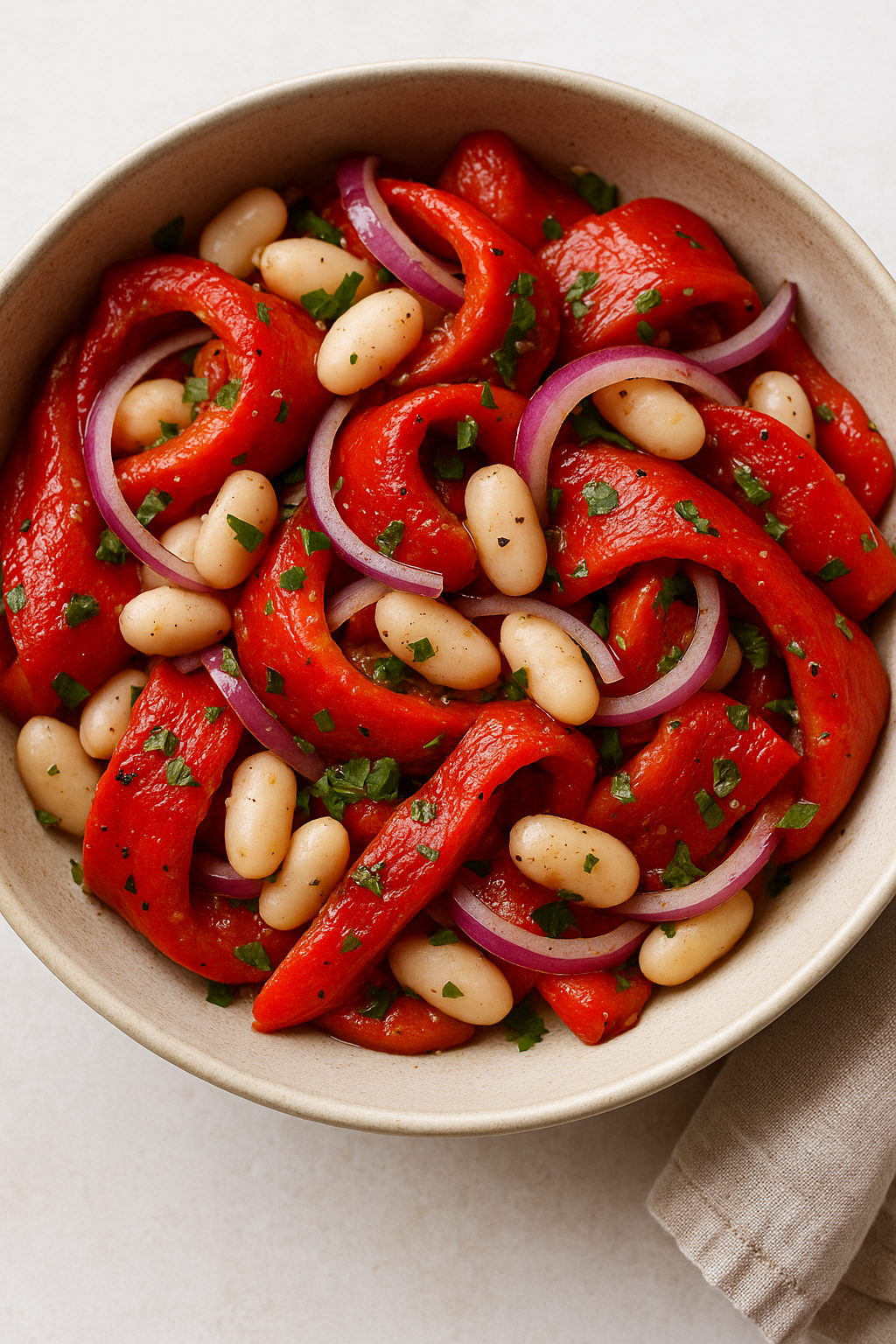 🥗 Salata od pečene paprike, pasulja i crvenog luka