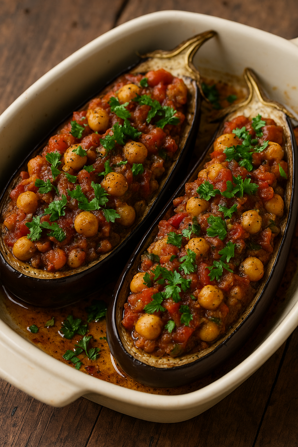 🍆 Patlidžan punjen leblebijama i paradajzom (vegan)