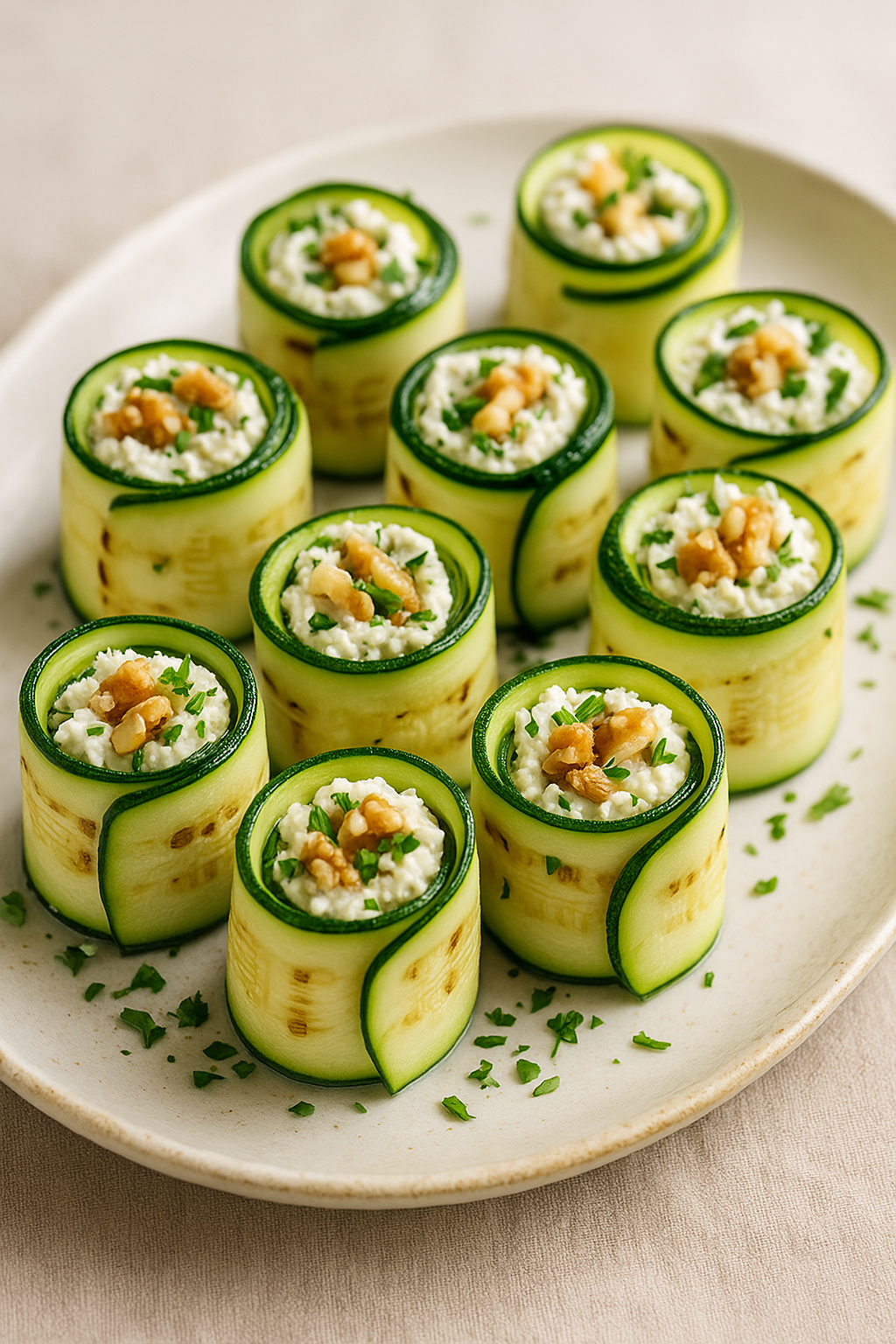 🥒🧀 Hladne rolnice od tikvica sa sirom i orasima