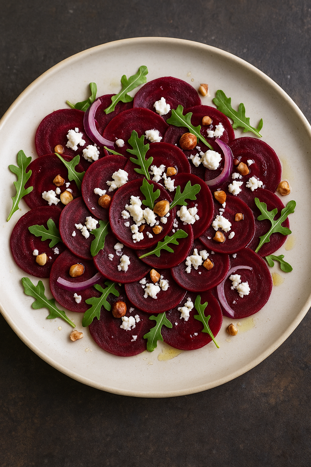 🥗🍠 Carpaccio od pečene cvekle sa kozjim sirom i lešnicima