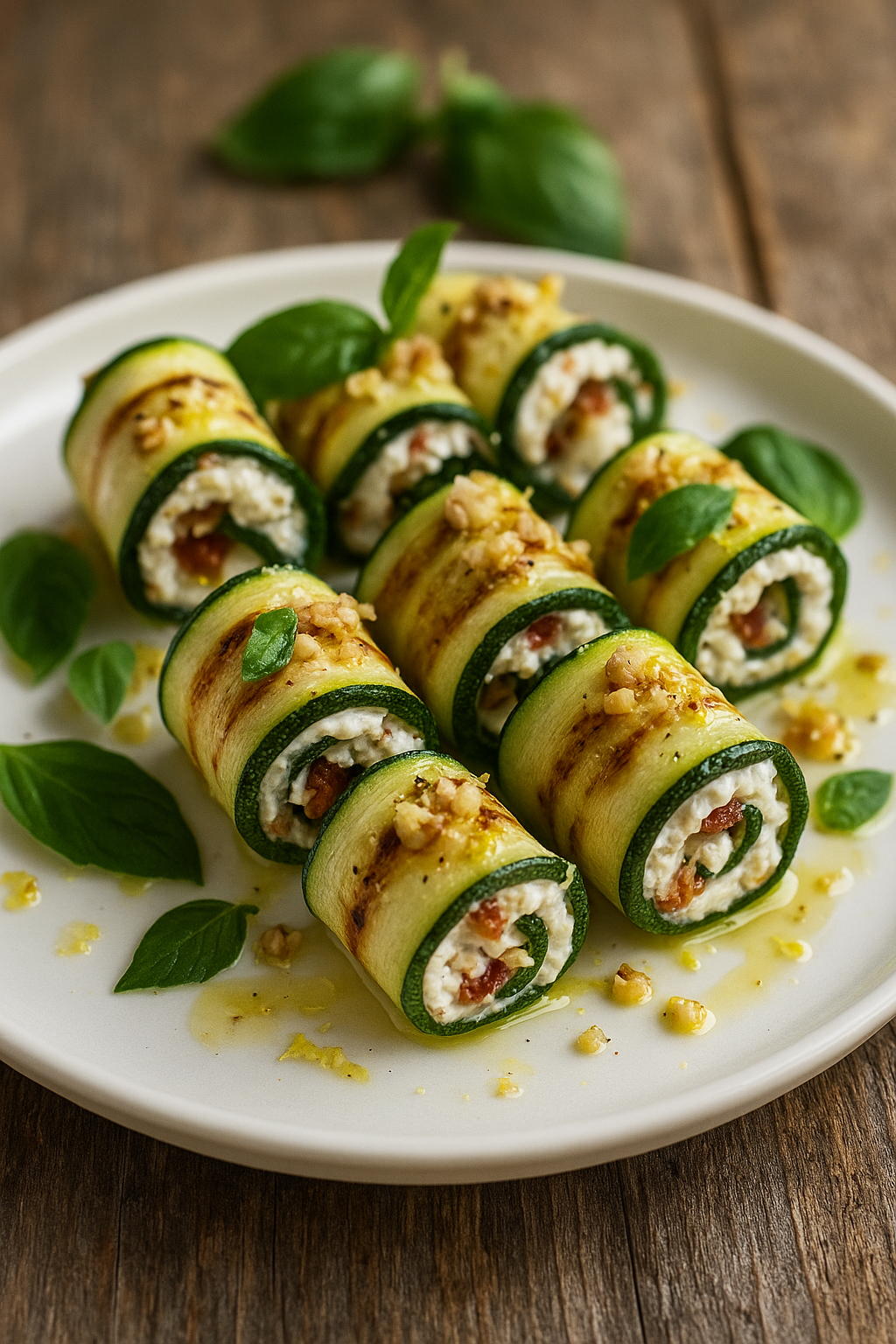 🥒🌞 Rolnice od tikvica sa rikotom, suvim paradajzom i orasima