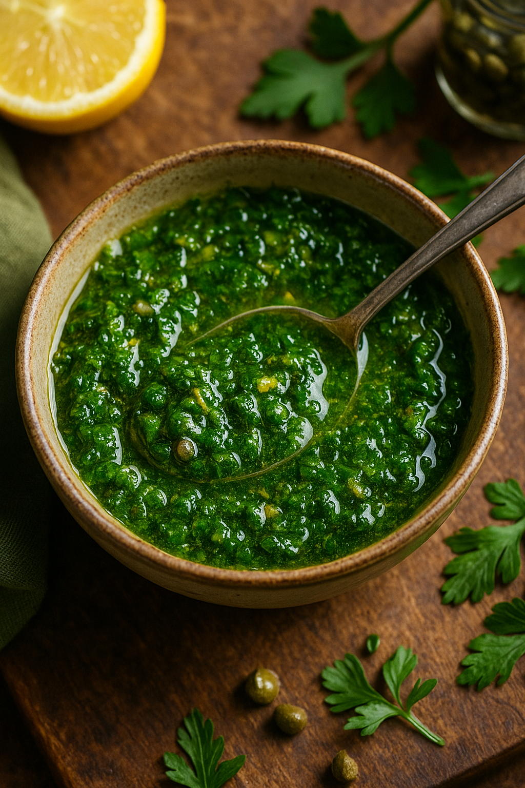 🌿🟡 Italijanska Salsa Verde (peršun, kapari, limun)