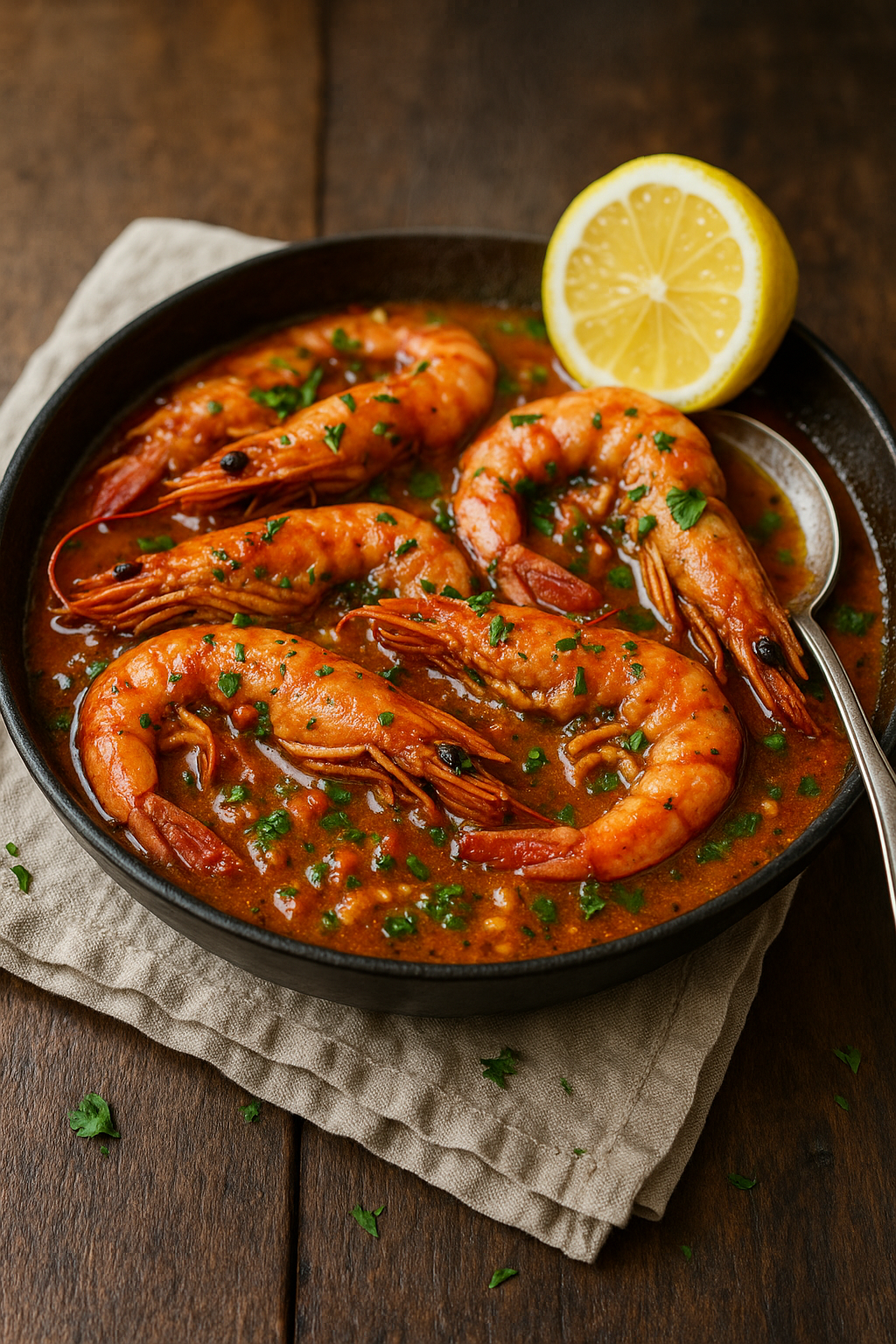 🦐🍅 Škampi na buzaru (belo vino, paradajz, peršun)