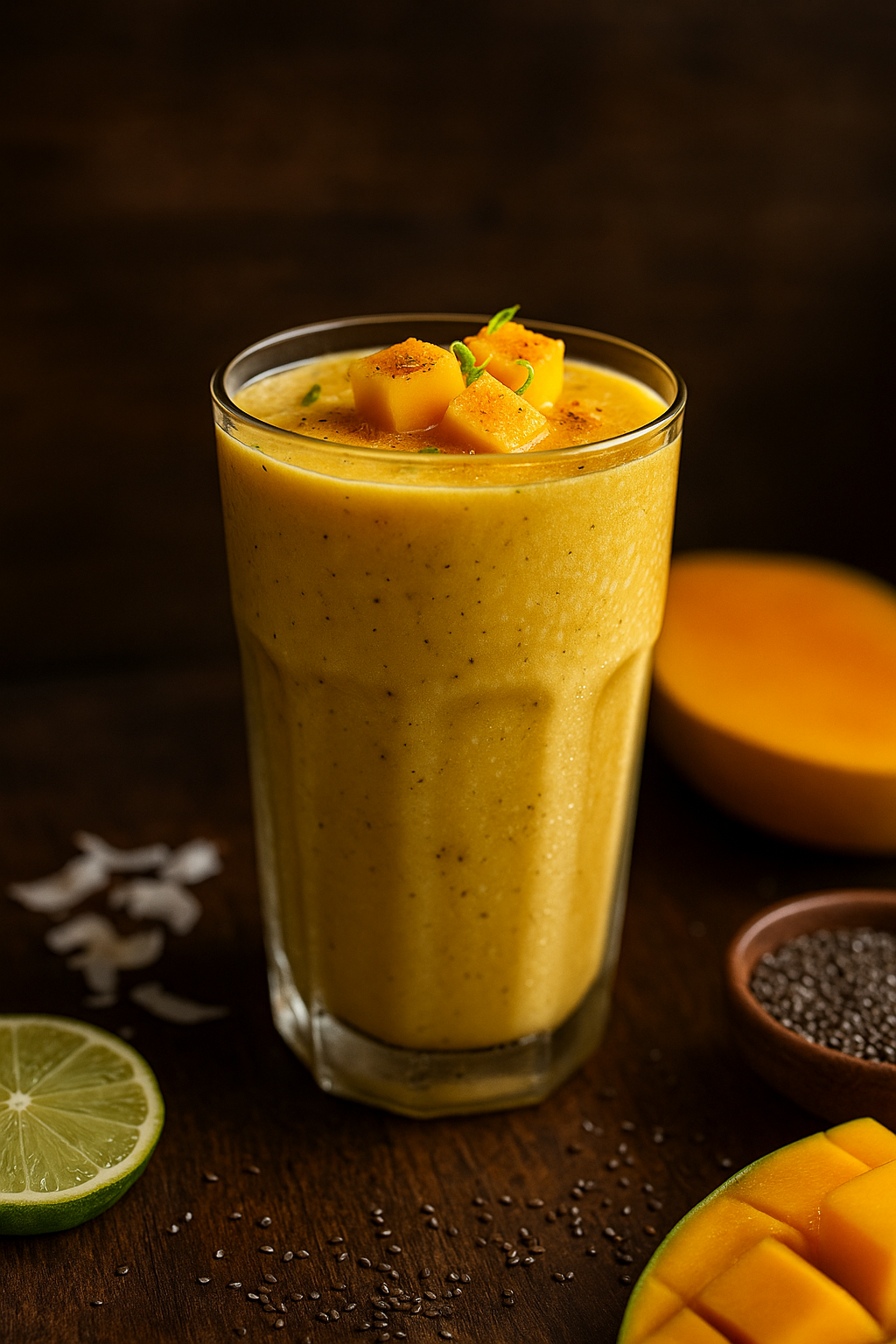 🥭🌴 Tropski mango & kurkuma smuti (kokos, limeta, chia)