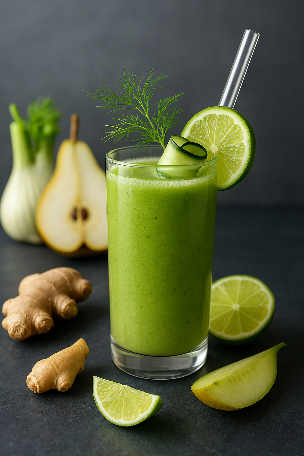 🌿🍐 Komorač & kruška DETOX tonik (limeta, krastavac, đumbir)