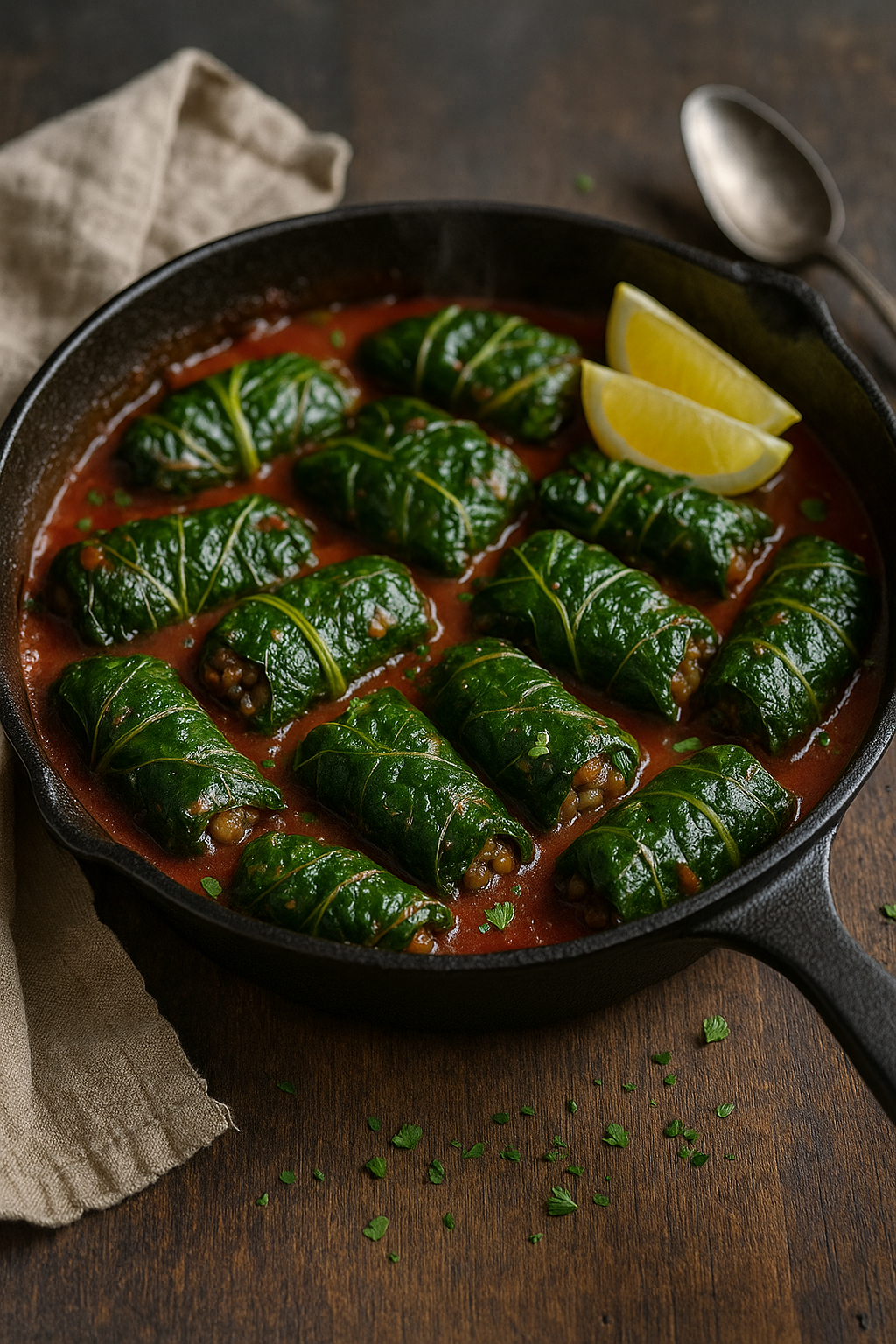 🌿🍅 Posna sarma od blitve sa heljdom i pečurkama (u paradajz sosu)