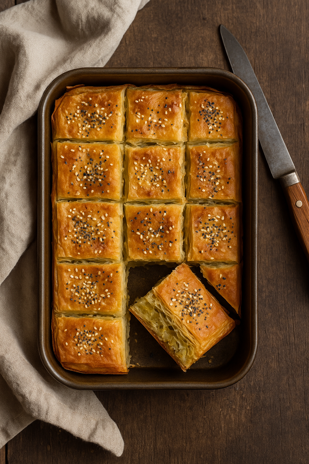 🧀🧅 Pita sa prazilukom i sirom (jogurt & kisela voda, hrskava korica)