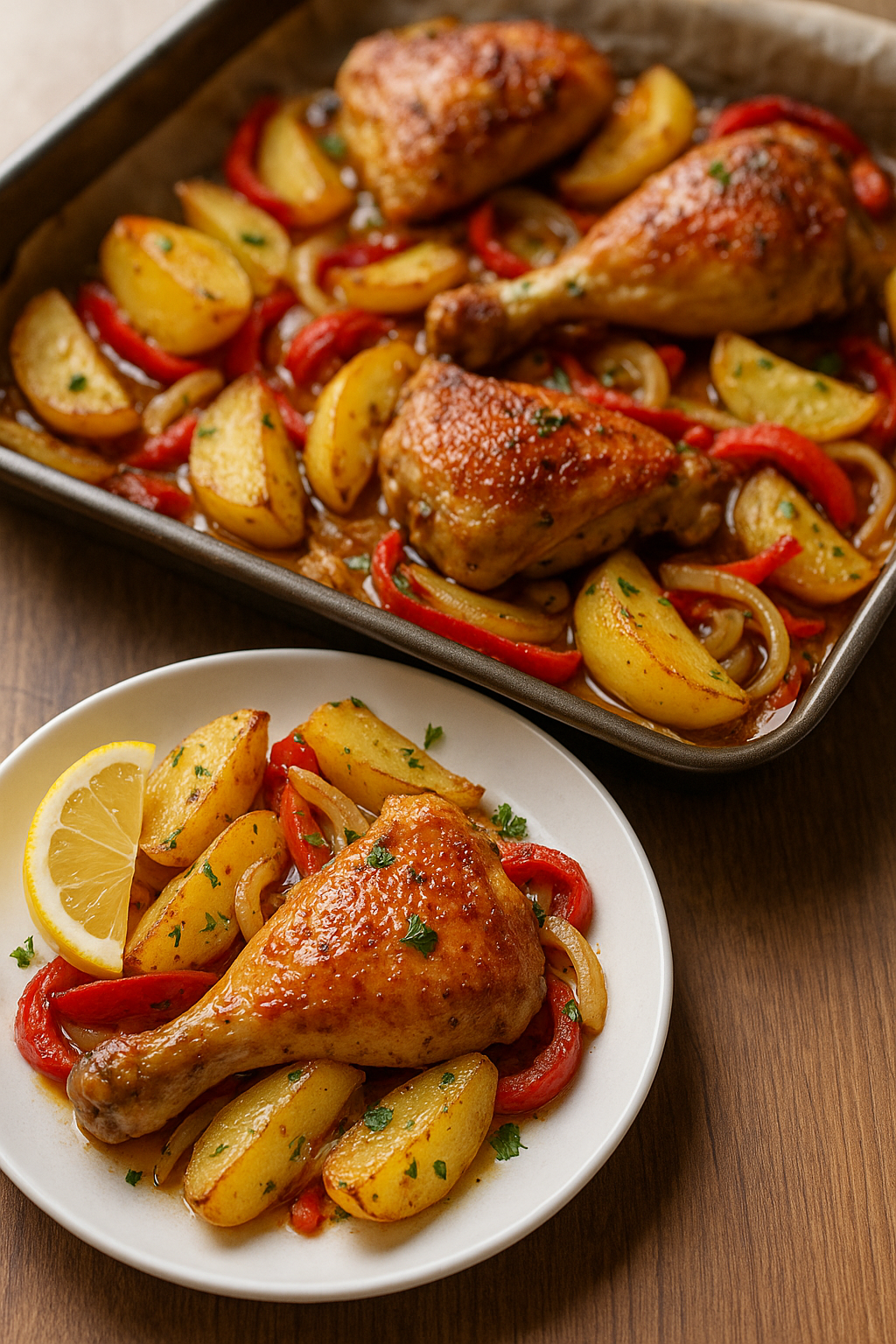 Piletina i krompir iz rerne – hrskava koža, sočna sredina 🍗🥔