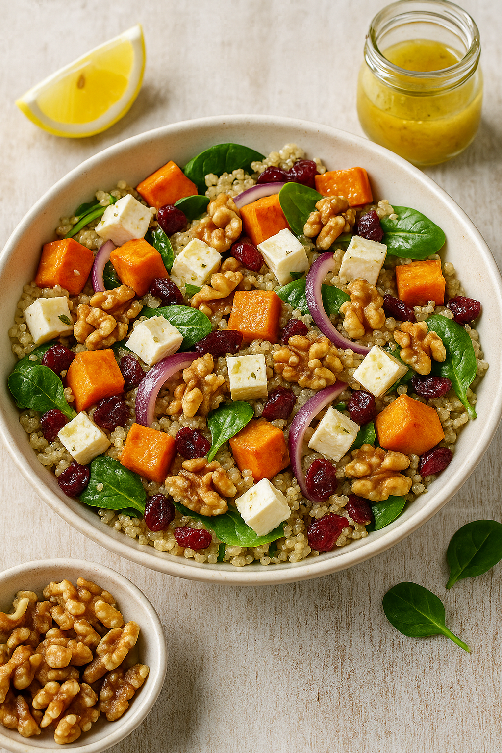 Salata od kinoe, pečenog batata i fete – napravi ručak u činiji za 1 sat 🥗🍠