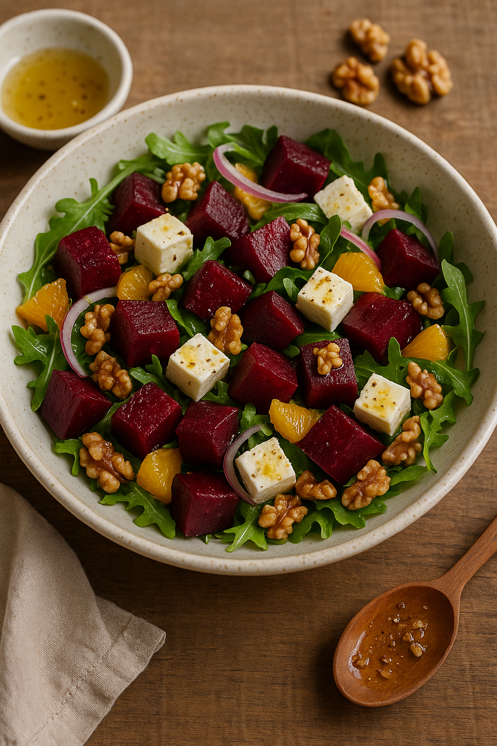 Salata od pečene cvekle sa fetom, orasima i rukolom – ispeci, iseckaj, preliji i posluži 🥗💜
