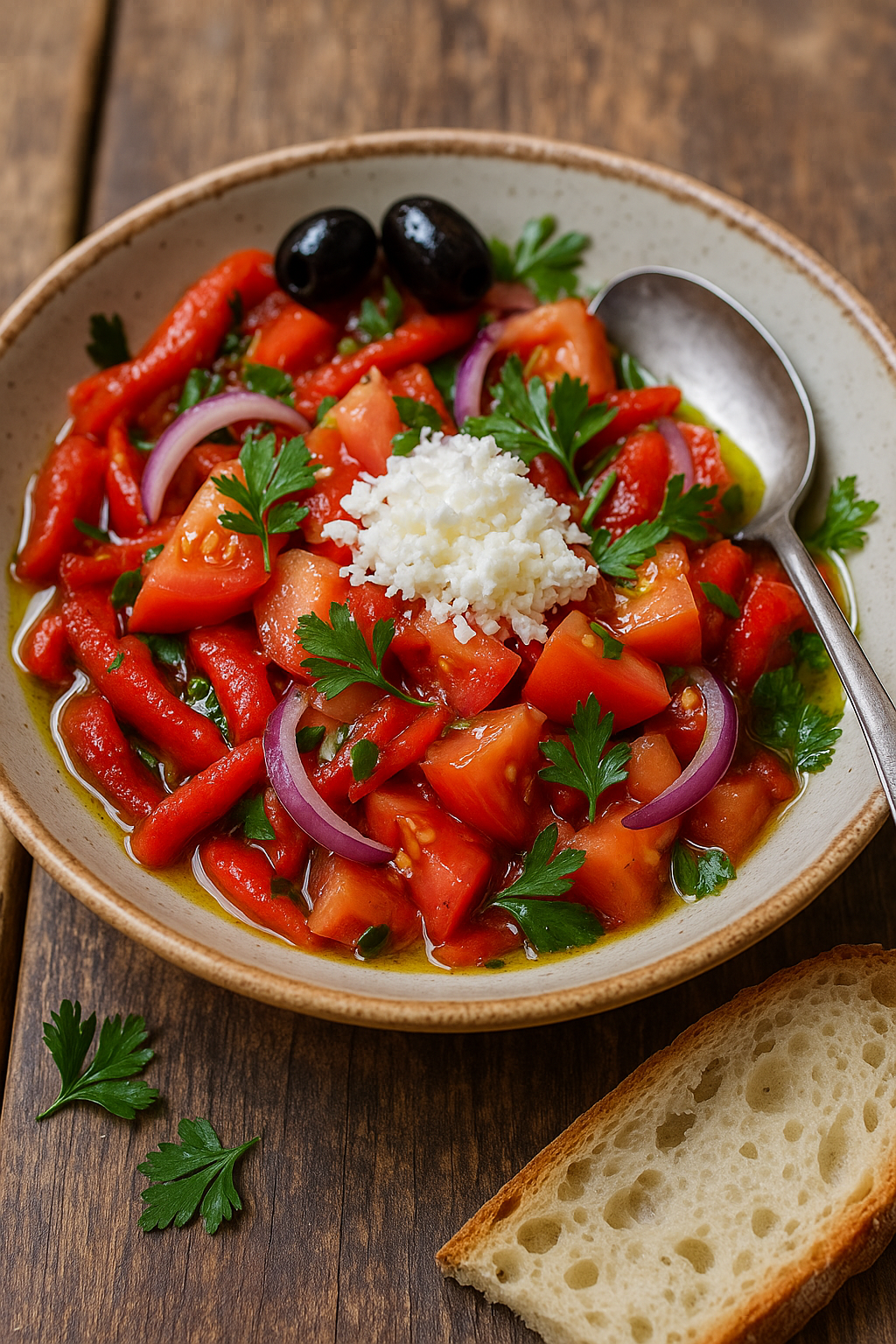 Moravska salata od pečenih paprika i paradajza – ispeci, iseckaj, preliji i posluži 🌶️🍅
