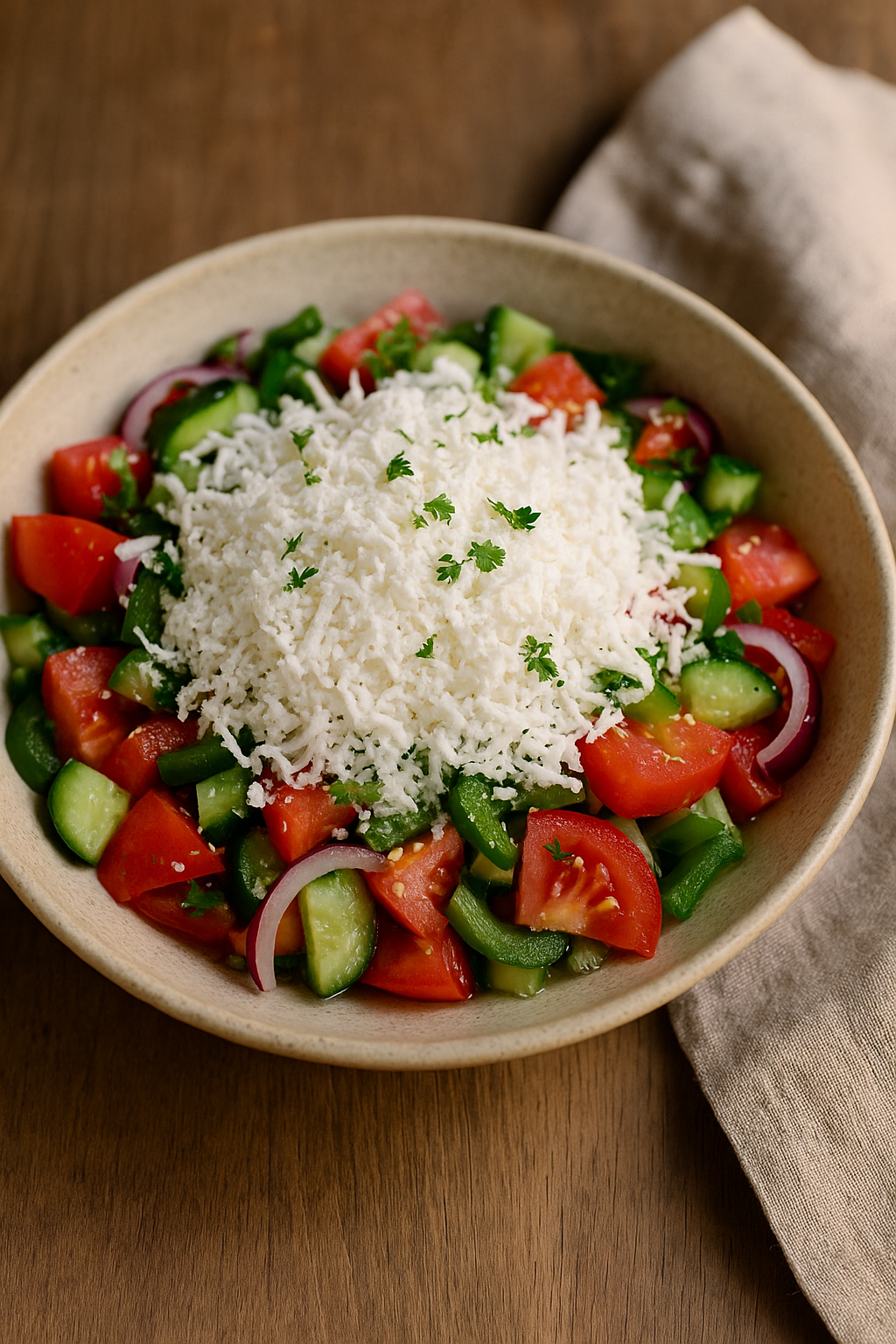 Šopska salata – izrendaj sir, prelij i posluži rashlađenu 🥗🧀