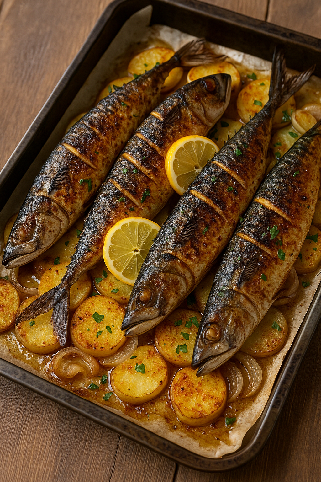 Skuša iz rerne sa krompirom i lukom – složi tepsiju za 40 minuta 🐟🔥