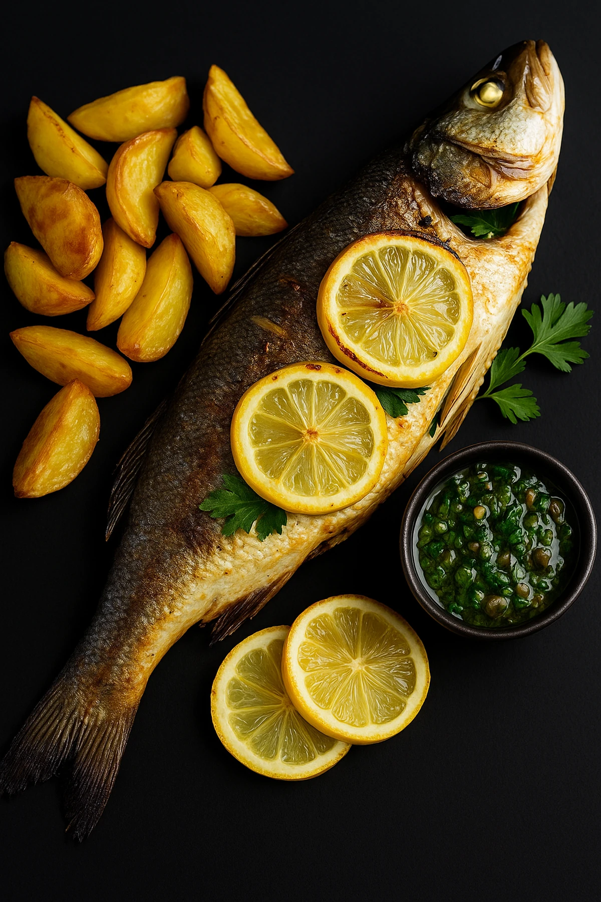 Brancin pečen u rerni sa limunom & salsa verde 🐟🍋