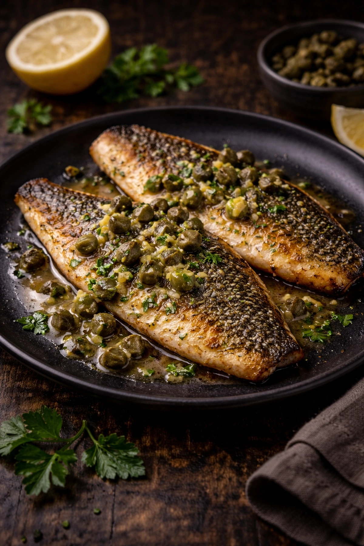 Brancin sa hrskavom kožicom i sosom od kapara 🍋🐟