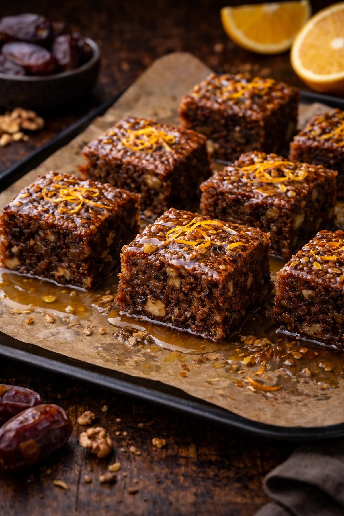 Slika jela Posni kolač sa urmama i orasima prelij mednim sirupom 🌰🍯