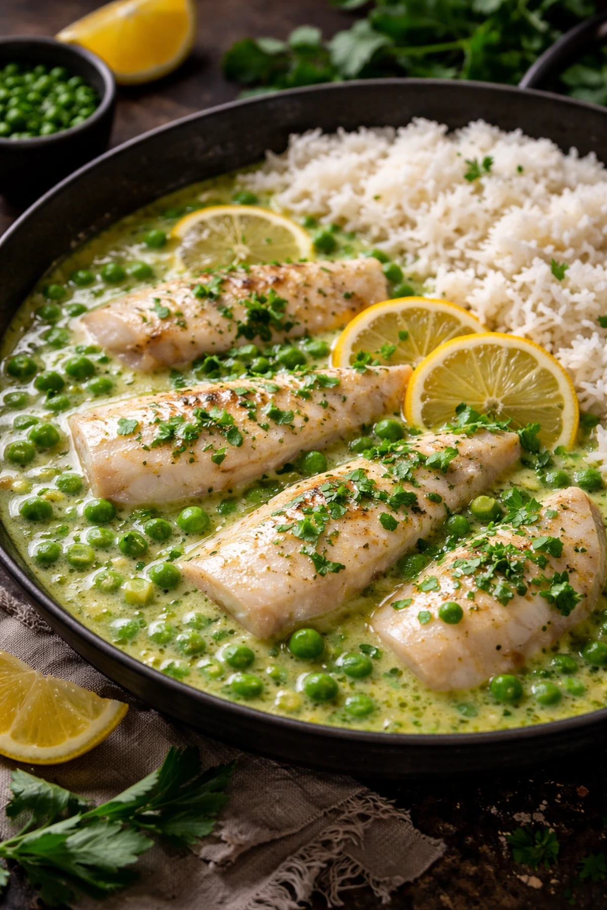 Beli fileti ribe u sosu od limuna mladog luka i graška 🐟🍋