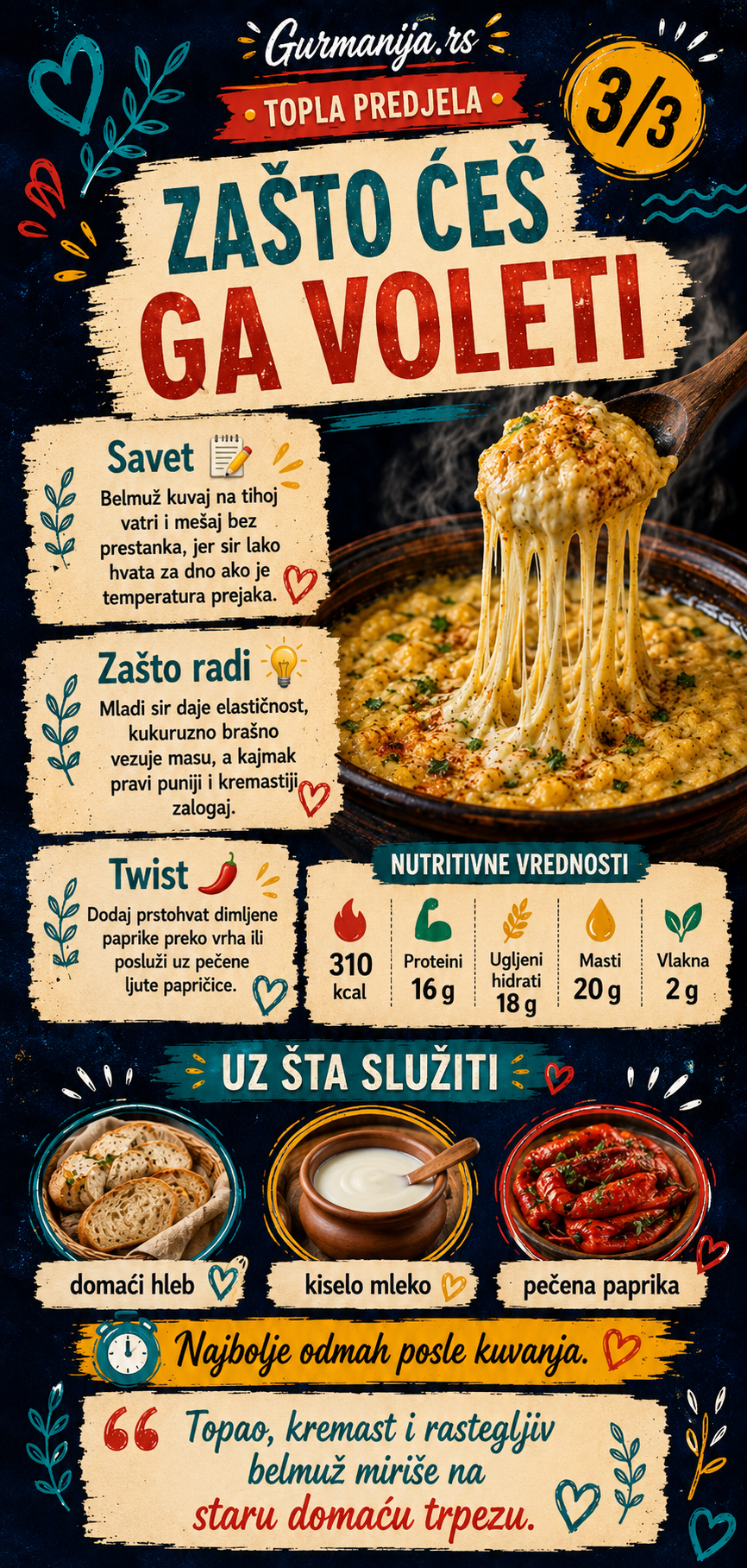 Belmuž pirotski stil sa kukuruznom palentom 🧀🌽 - Vizuelni vodič 3/3