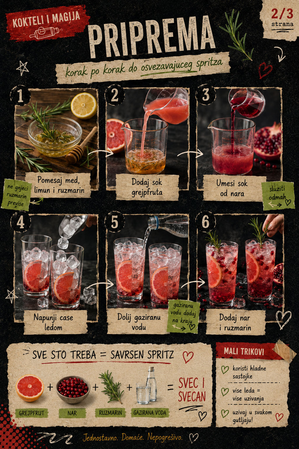 Bezalkoholni spritz od grejpfruta nara i ruzmarina 🍹✨ - Vizuelni vodič 2/3