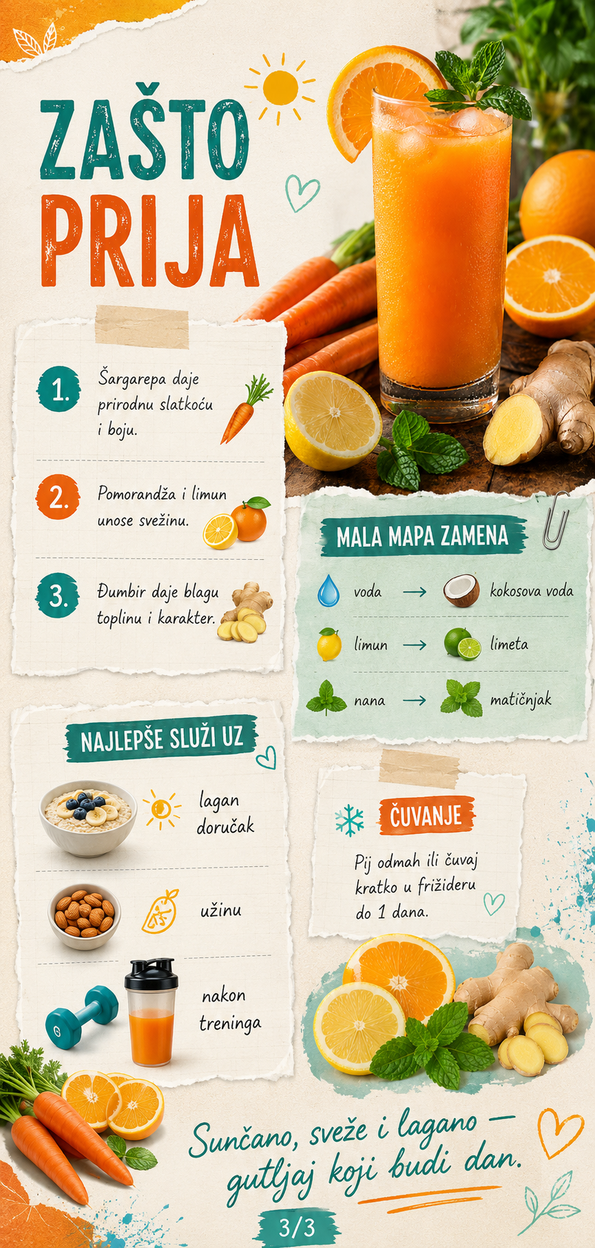 Detox napitak od šargarepe pomorandže i đumbira 🥕🍊 - Vizuelni vodič 3/3