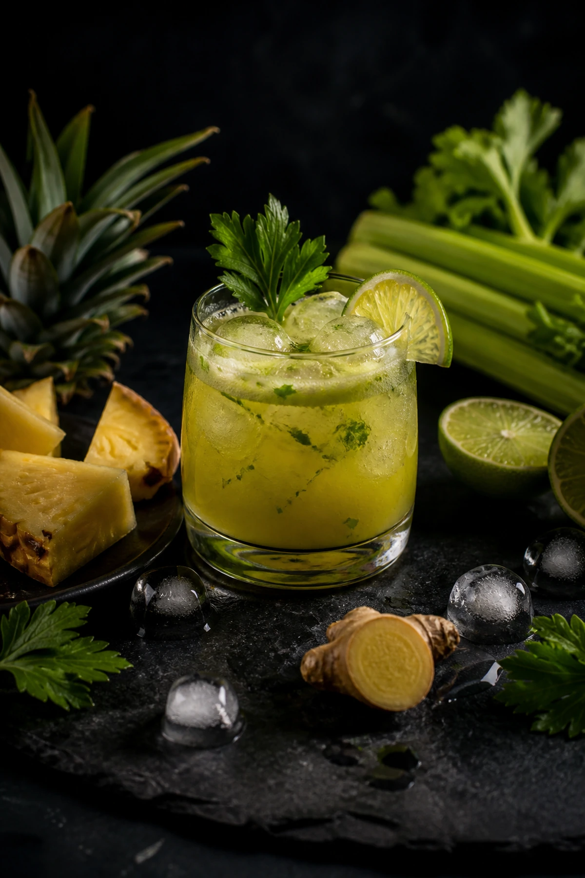 Detox tonik od ananasa celera limete i peršuna 🍍🌿