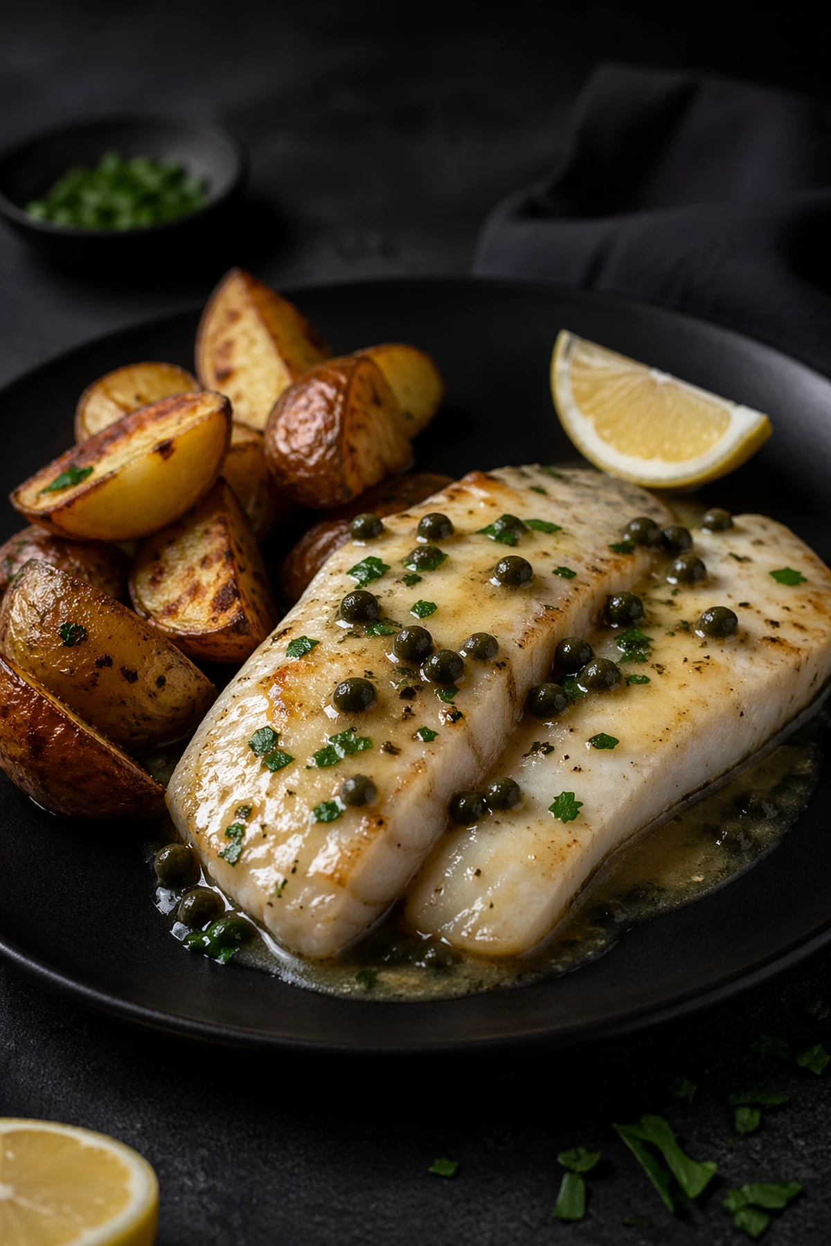 File oslića u sosu od limuna i kapara sa hrskavim krompirom 🐟🍋