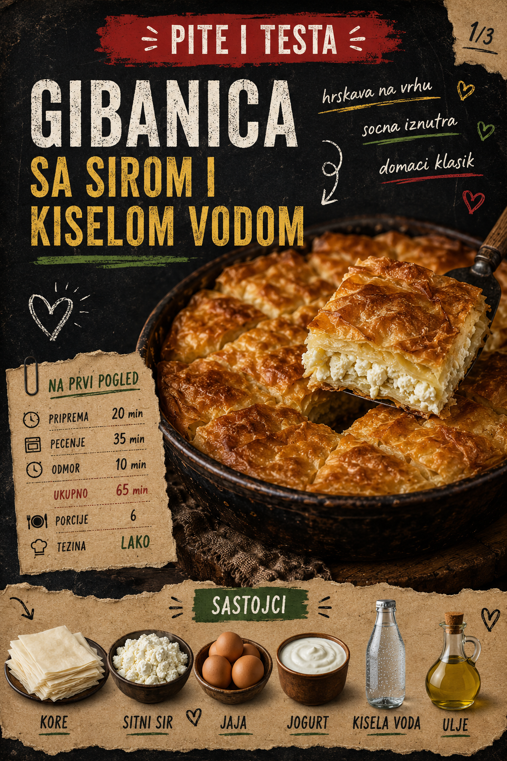 Gibanica sa sirom i kiselom vodom 🧀🥧 - Vizuelni vodič 1/3