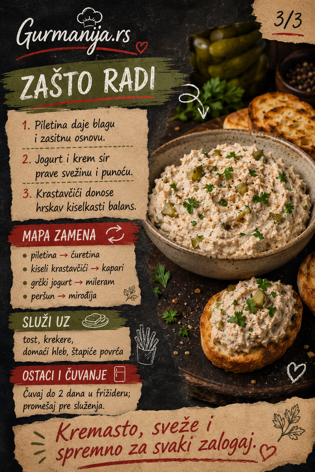 Hladna pileća pašteta sa kiselim krastavčićima i senfom 🍗🥒 - Vizuelni vodič 3/3