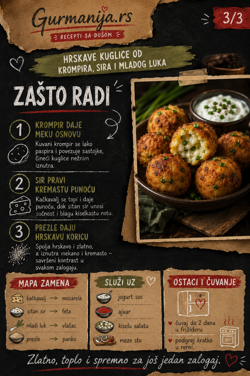 Hrskave kuglice od krompira sira i mladog luka 🥔🧀 - Vizuelni vodič 3/3