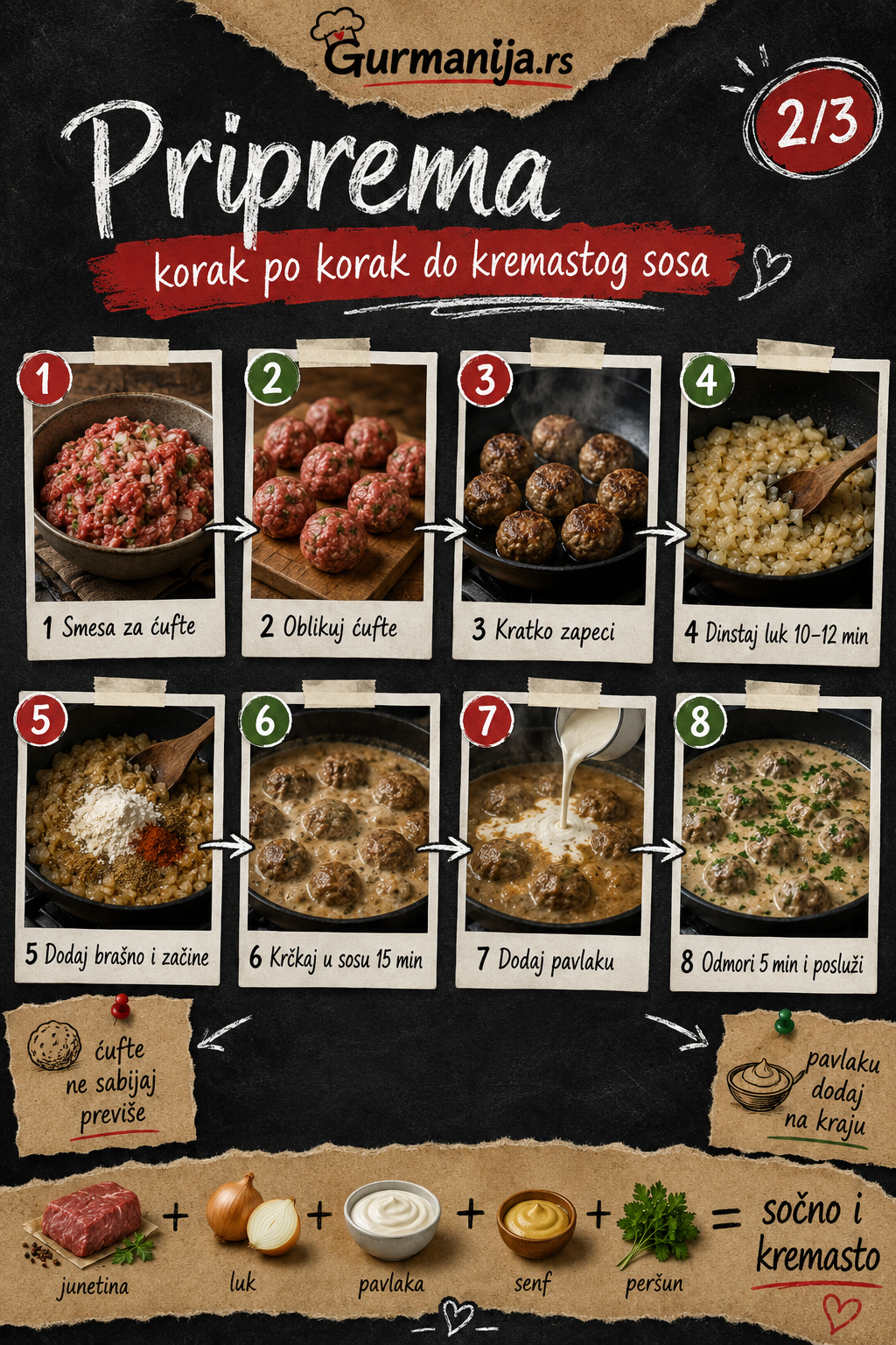 Juneće ćufte u sosu od luka i pavlake 🧆🧅 - Vizuelni vodič 2/3