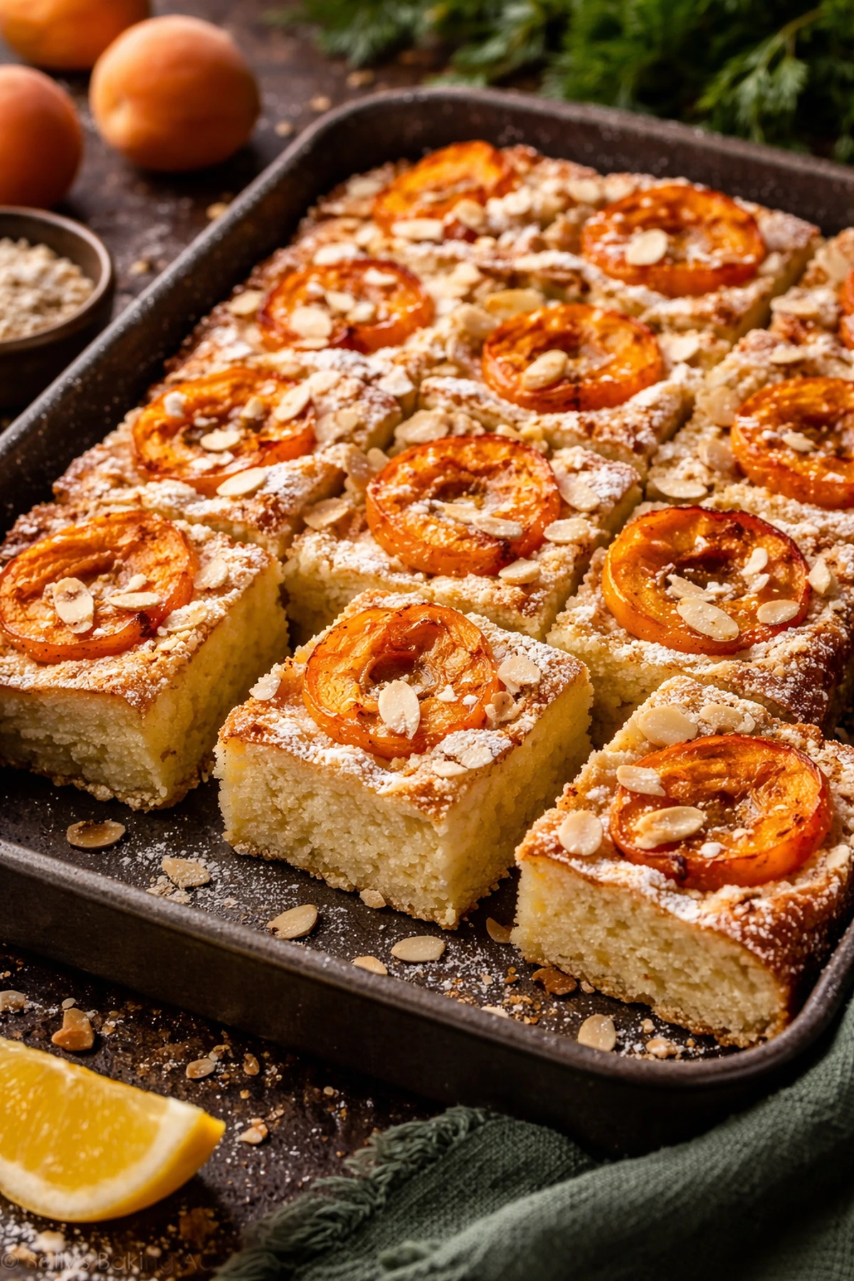 Kolač od griza sa pečenim kajsijama i bademima 🍑🌰