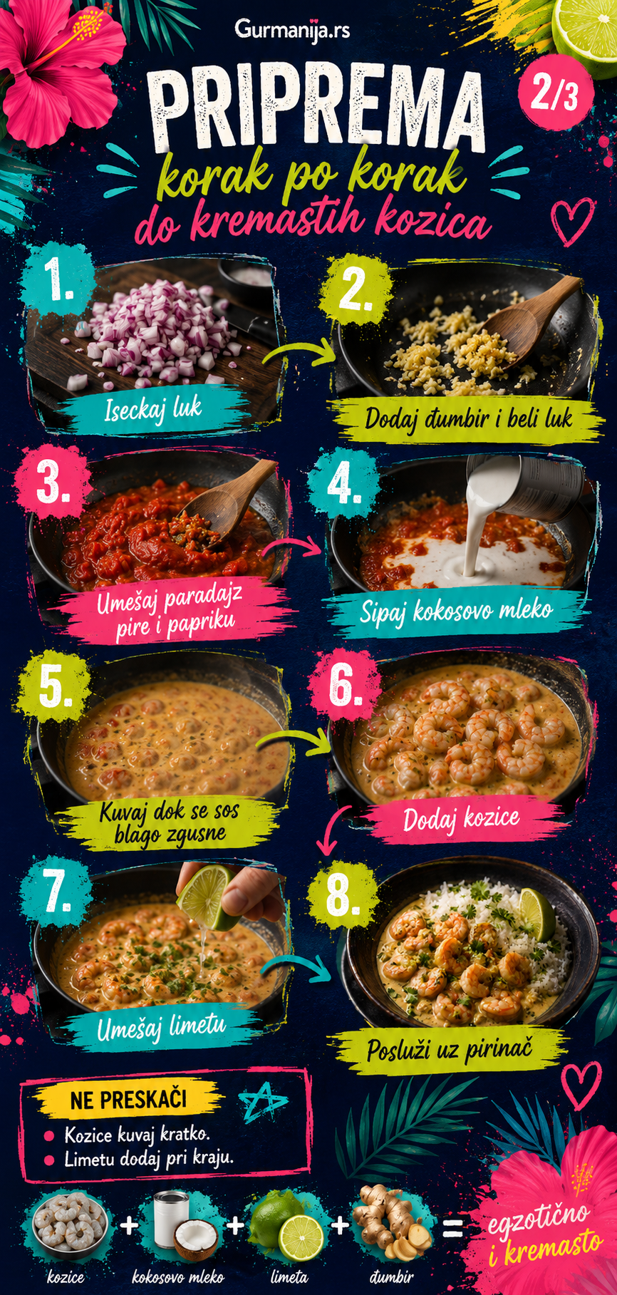 Kozice u kokos sosu sa limetom i đumbirom 🍤🥥 - Vizuelni vodič 2/3