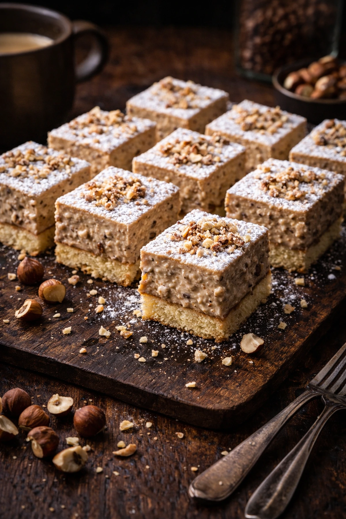 Krem kocke sa pečenim lešnicima i kafom 🍰☕