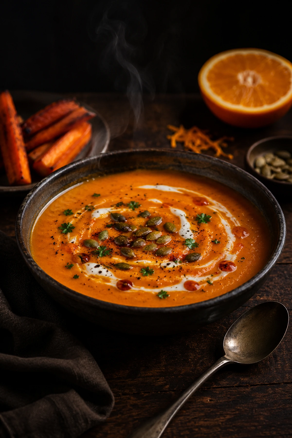 Krem čorba od pečene šargarepe crvenog sočiva i pomorandže 🥕🍊
