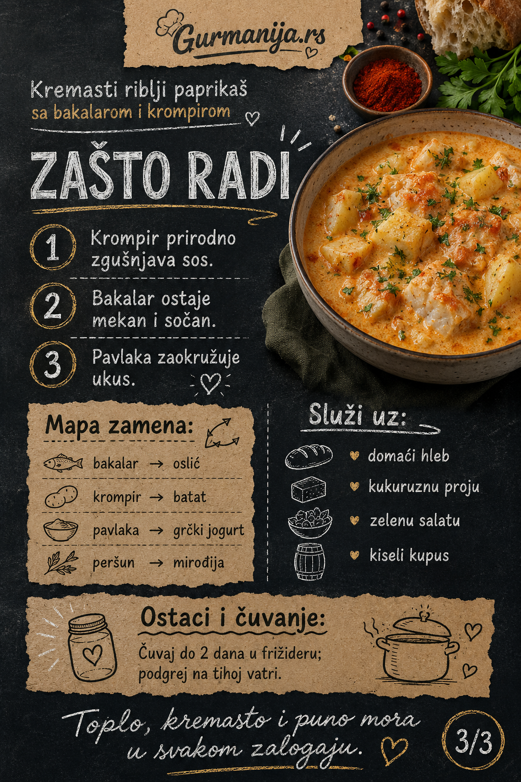 Kremasti riblji paprikaš sa bakalarom i krompirom 🐟🥔 - Vizuelni vodič 3/3