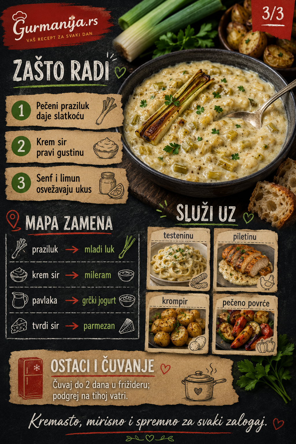 Kremasti sos od pečenog praziluka i sira 🧅🧀 - Vizuelni vodič 3/3