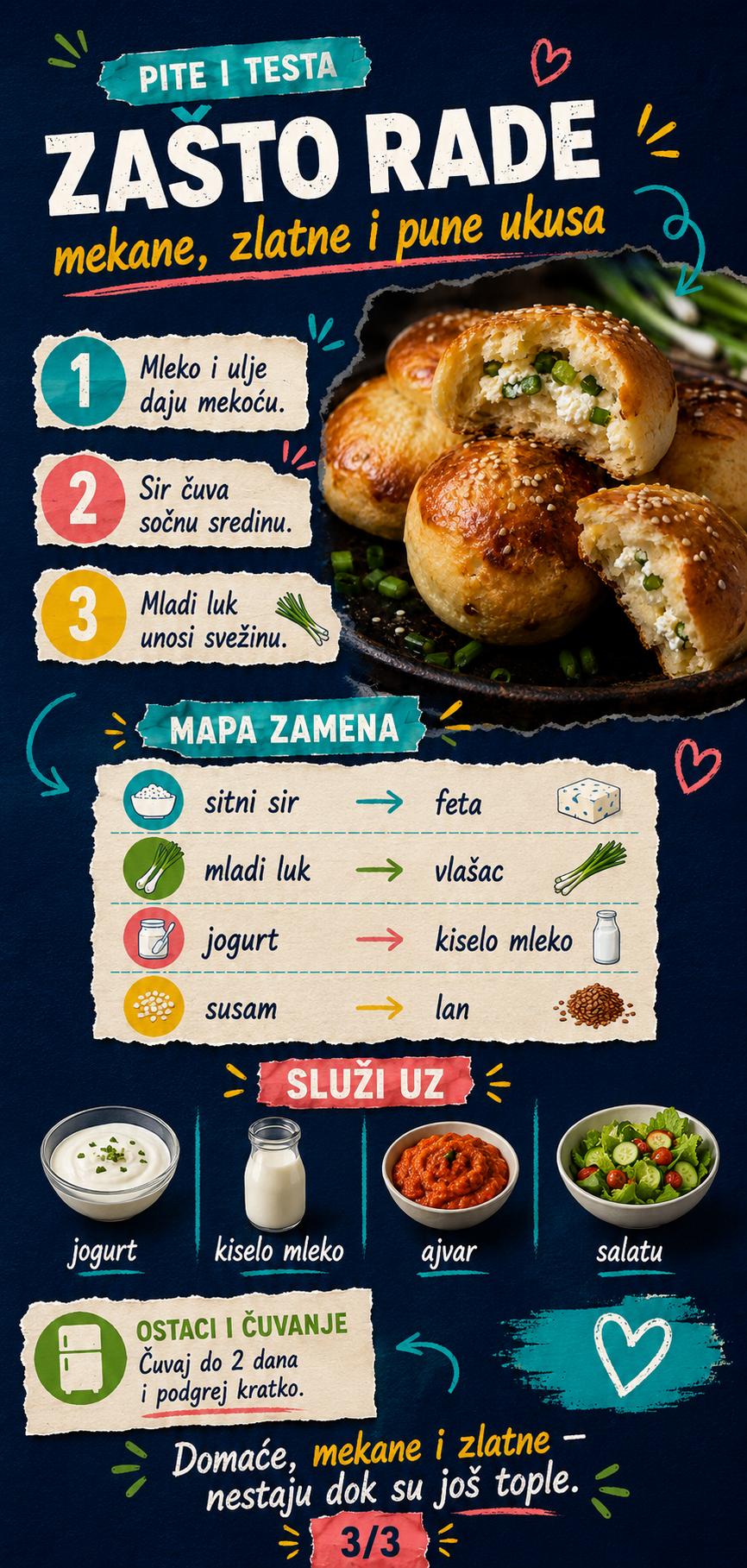 Mekane pogačice sa sirom i mladim lukom 🧀🌿 - Vizuelni vodič 3/3