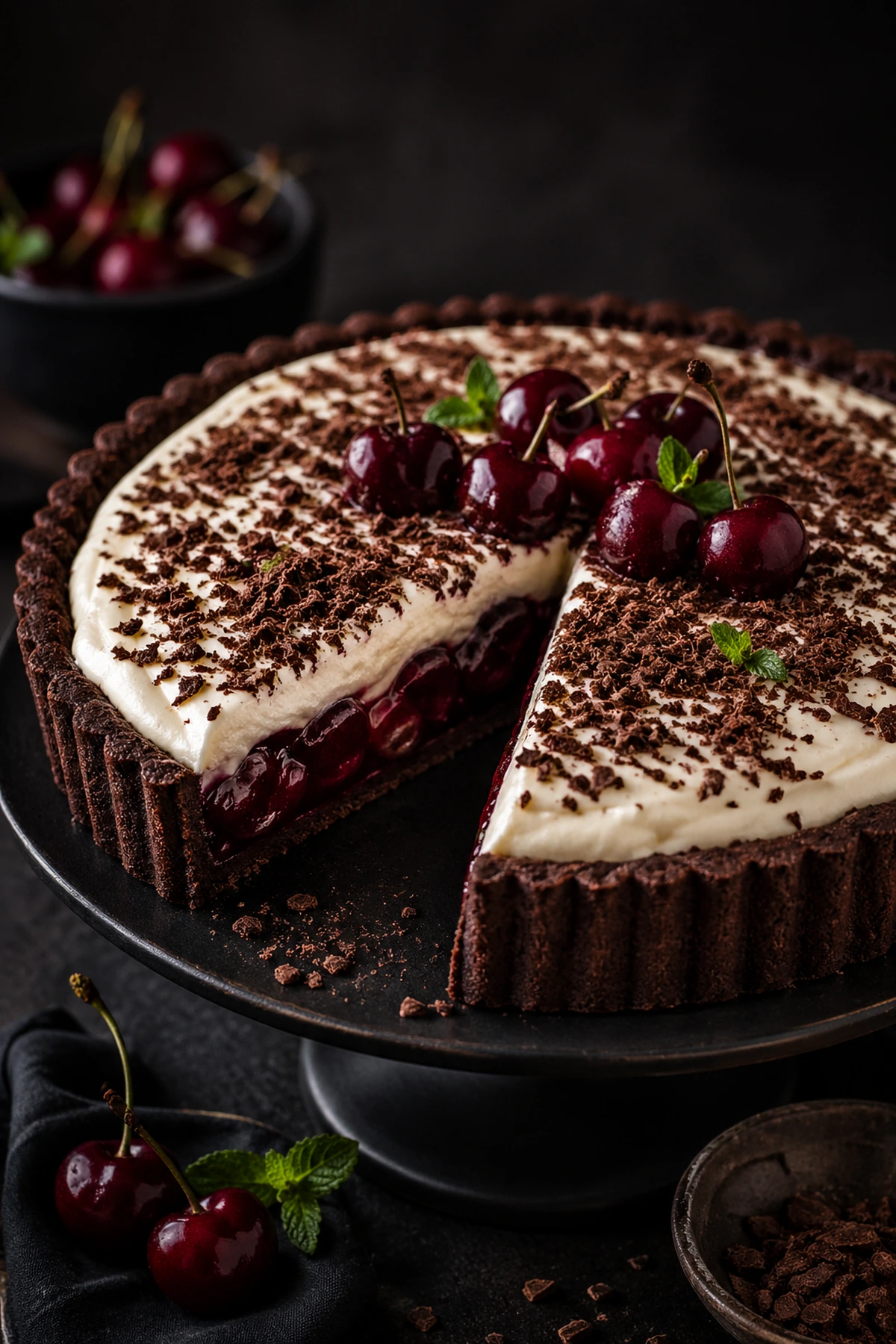 Čokoladni tart sa višnjama i kremom od maskarponea 🍫🍒