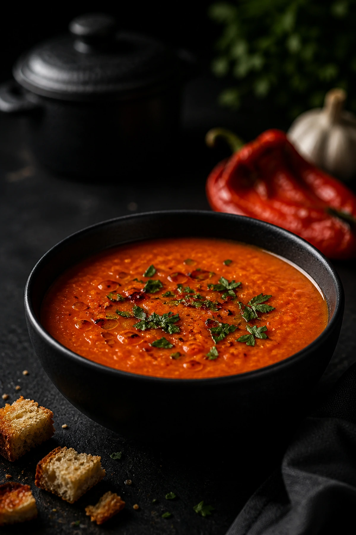 Čorba od pečenih paprika sa prosom i belim lukom 🌶️🥣