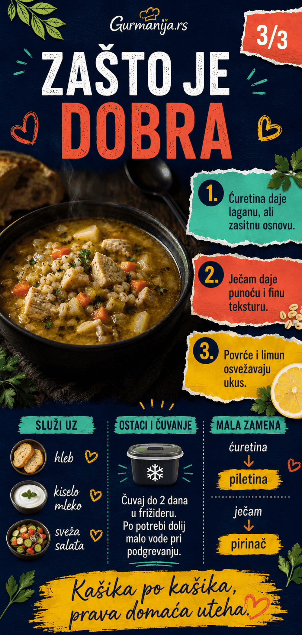 Čorba od ćuretine sa ječmom i povrćem 🥣🌿 - Vizuelni vodič 3/3