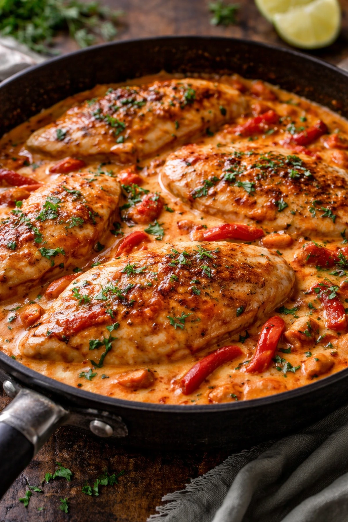 Pileći file u sosu od pečene paprike i pavlake 🍗🌶️